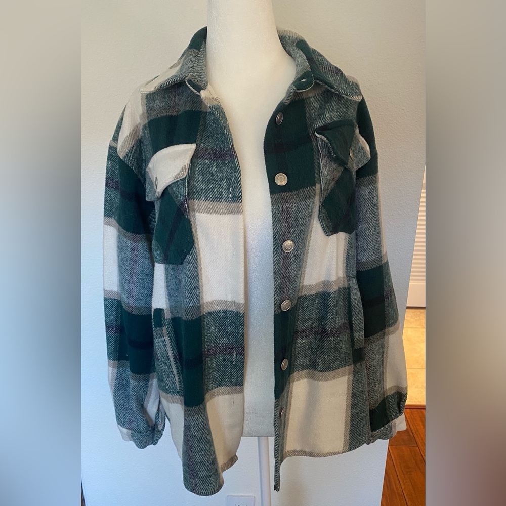 UANEO Women’s Plaid Shacket Button Down Wool Blend Fall Flannel Shirt Jacket